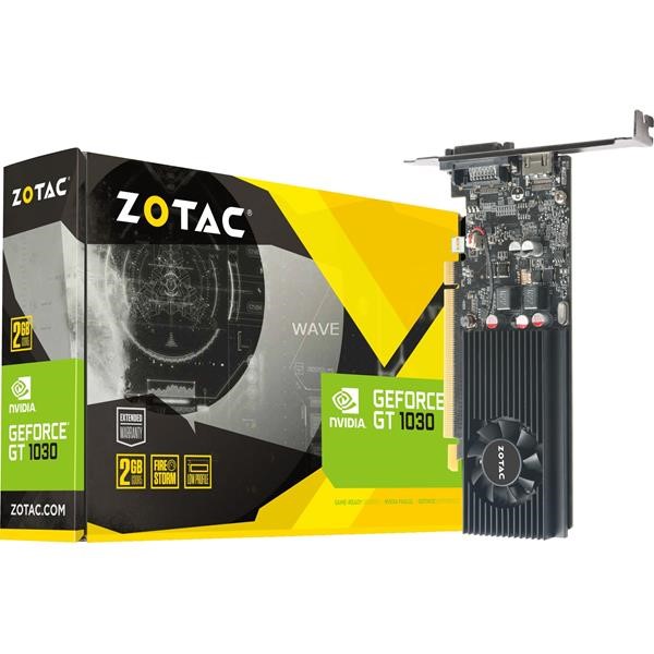 ZOTAC GEFORCE 1030 GRAPHICS CARD NVIDIA GEFORCE 1030 2 GB  GDDR5, 64 BIT  1 SLOTS 1227 MHZ ZT-P10300A-10L