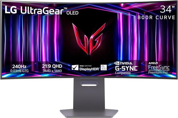 LG  UltraGear Ultrawide OLED HDR Curved Gaming Monitor 34" QHD 3440x1440 240Hz