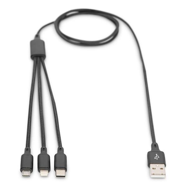 DIGITUS CABLE 3-IN-1 CABLE USB-A TO LIGHTNING/MICROUSB/USB-C