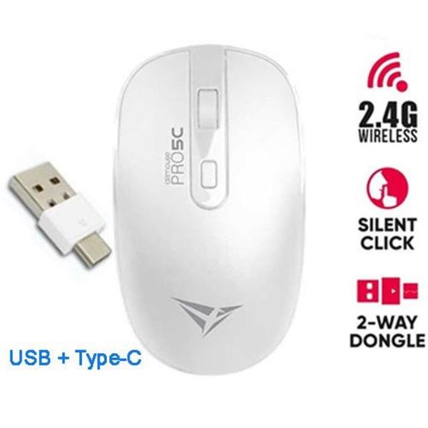 ALCATROZ WIRELESS TWO WAY DONGLE USB-TYPE-C SILENT MOUSE WHITE