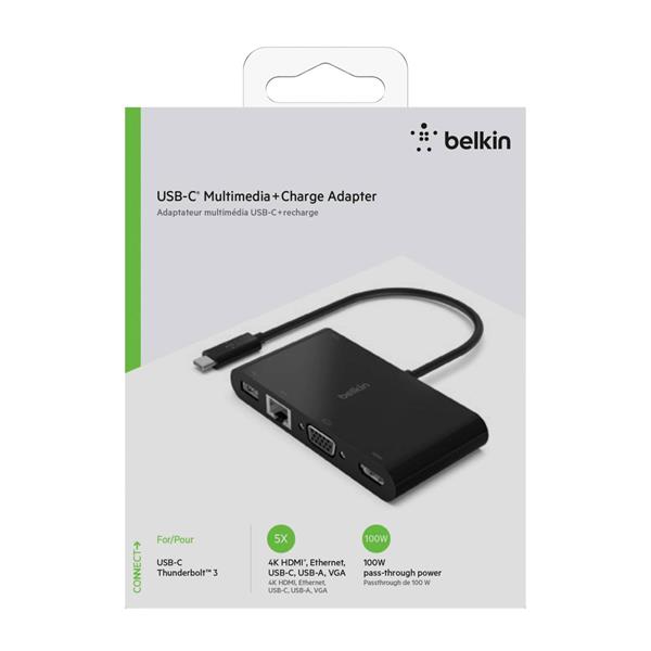 BELKIN USB-C TO GIGABIT-ETHERN. HDMI/VGA/USB-A-ADAPTER, 100W PD