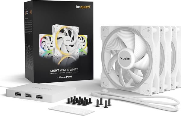 BE QUIET! PC- CASELÜFTER BE QUIET LIGHT WINGS 120MM PWM WHITE TRIPLE PACK BL100