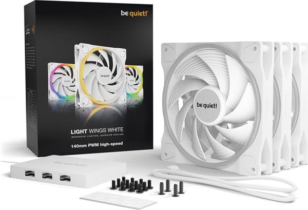 BE QUIET! PC- CASELÜFTER BE QUIET LIGHT WINGS 140MM PWM HIGH-SPEED TRIPLE PACK WHITE BL103