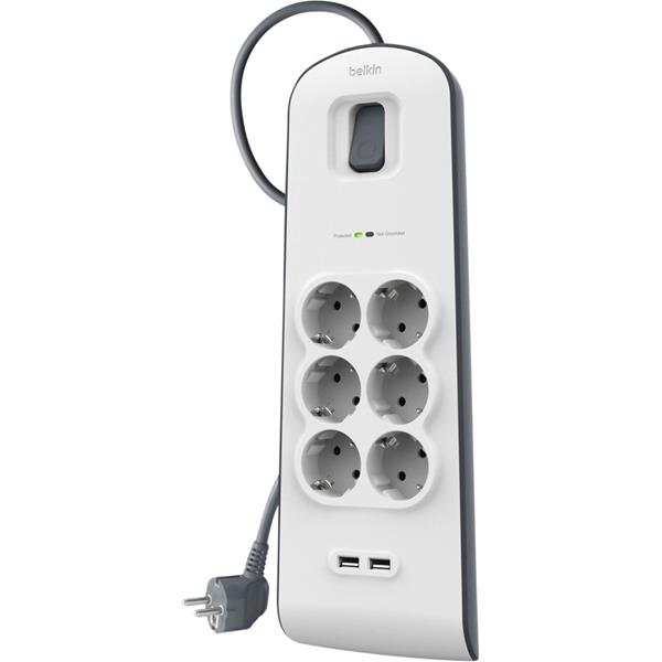 BELKIN SURGE PLUS 6-FOLD INCL. 2 X USB 2,4A