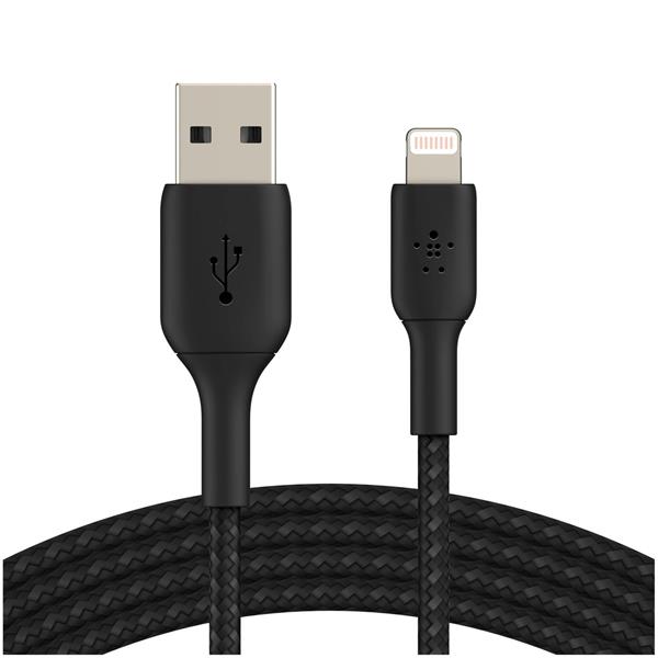 BELKIN LIGHTNING TO USB-A CABLE 3M, BRAIDED, MFI CERT, BLACK