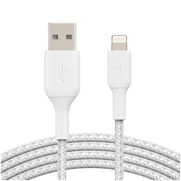 BELKIN LIGHTNING TO USB-A CABLE 3M, BRAIDED, MFI CERT, WHITE