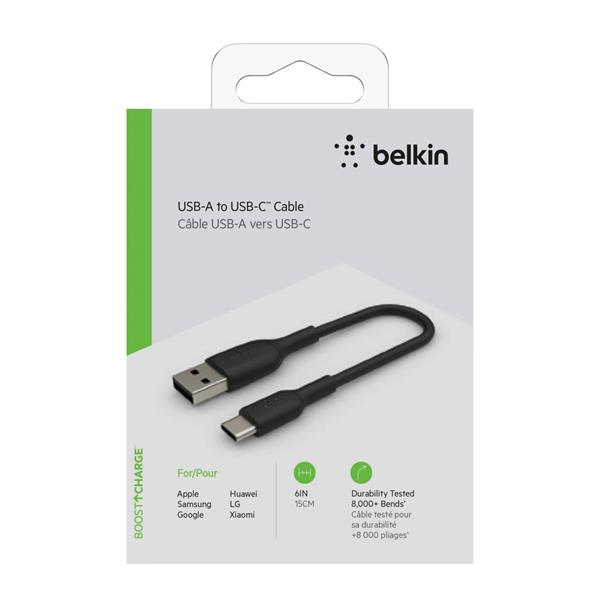 BELKIN USB-C/USB-A CABLE 15CM PVC, BLACK CAB001BT0MBK