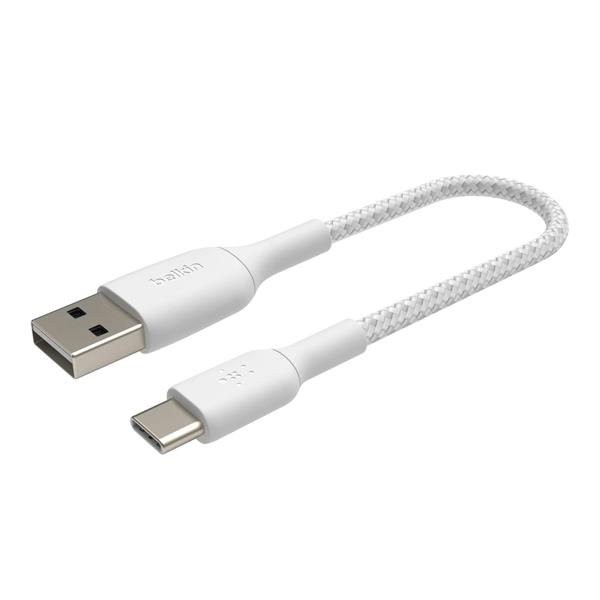 BELKIN USB-C/USB-A CABLE 15CM BRAIDED, WHITE CAB002BT0MWH