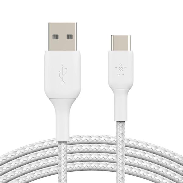 BELKIN USB-C/USB-A CABLE 3M BRAIDED, WHITE CAB002BT3MWH