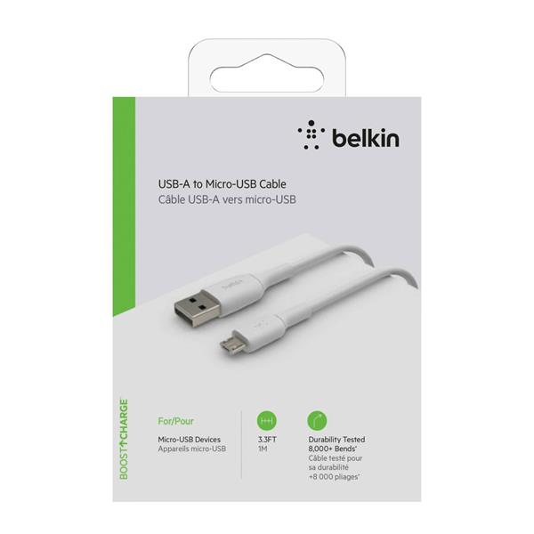 BELKIN MICRO-USB/USB-A 1M PVC WHITE CAB005BT1MWH