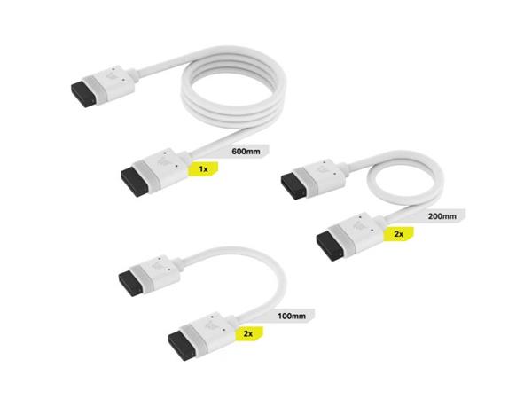 Corsair Diy Cable Kit Icue Link 1X600-2X200-2X100Mm With Straight Connectors - White - Cl-9011126-Ww Cl-9011126-Ww