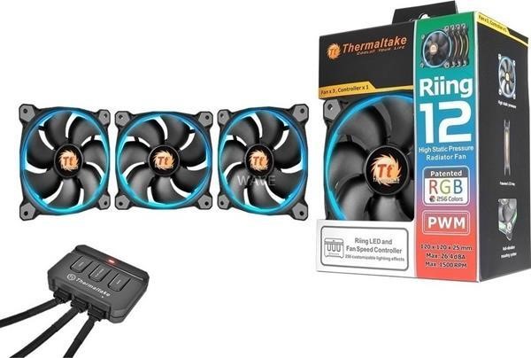 PC- CASE FAN THERMALTAKE RIING 12 LED - RGB - SET OF 3 FANS