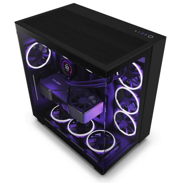 NZXT H9 FLOW BLACK – PC GAMING CASE – HIGH AIRFLOW – ATX MID TOWER – 4×120 FANS INCLUDED