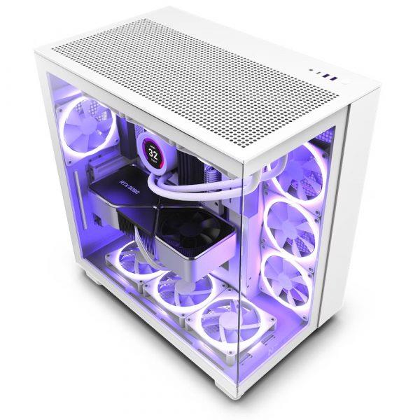 NZXT H9 FLOW WHITE – PC GAMING CASE – HIGH AIRFLOW – ATX MID TOWER – 4×120 FANS INCLUDED