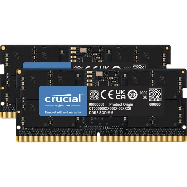 CRUCIAL 32GB KIT DDR5-4800 (2X16GB) SODIMM CL40 (16GBIT)