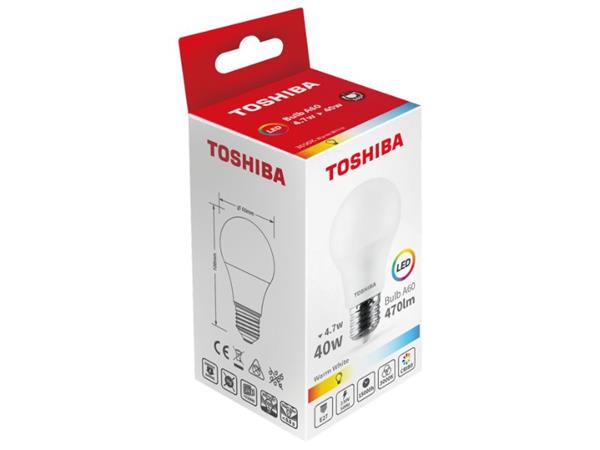 Toshiba Led A60 E27 4.7W 3000K Dels-Bl344P7B0Ae21