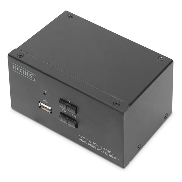 DIGITUS KVM-SWITCH 2-PORT DUAL-DISPLAY 4K, HDMI