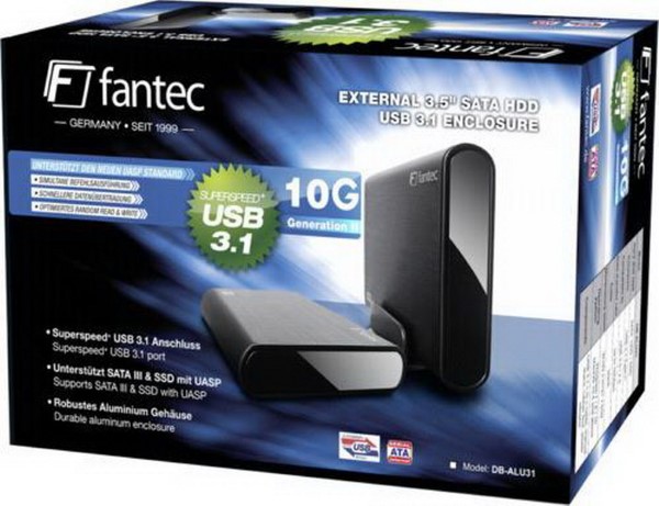 FANTEC DB-ALU31 BLACK 3,5 SATA USB 3.1 TYP-C