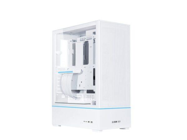 LIAN LI SUP01 WHITE – 45LT MINIMAL FOOTPRINT CASE FOR VERTICAL GPU ARGB STRIPS W. 3X 120MM FANS