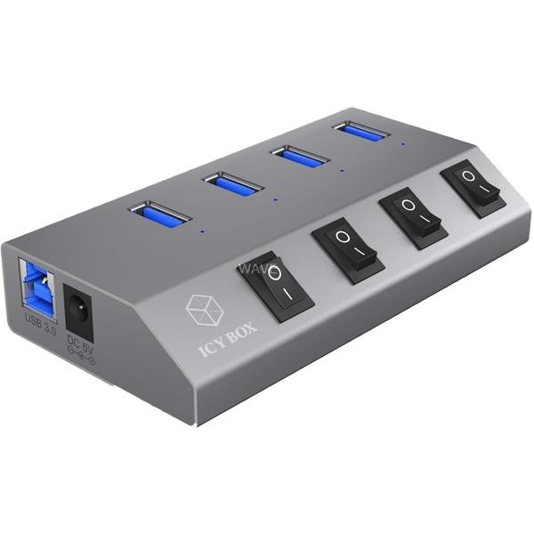 ICY BOX IB-HUB 1405, USB HUB USB HUB 4X USB 3.0 SILVER