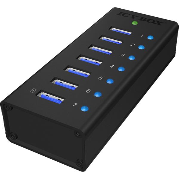 RAIDSONIC ICY BOX IB-AC618 7-PORT USB 3.0 HUB ALUMINIUM