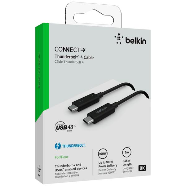 BELKIN THUNDERBOLT 4-CABLE USB-C 40GB/S 100W 0,8M    INZ002BT2MBK