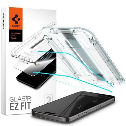 Spigen Glass tR EZ Fit 2 Pack, transparency - iPhone 15 Pro Max