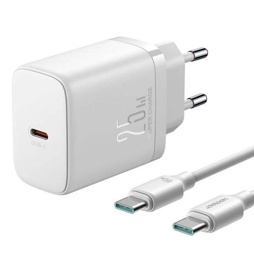 Joyroom Φορτιστής με Θύρα USB-C και Καλώδιο USB-C - USB-C 25W Power Delivery Λευκός