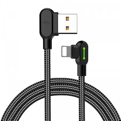 Mcdodo Angle 90°/ Braided / LED USB to Lightning Cable Μαύρο 0.5m