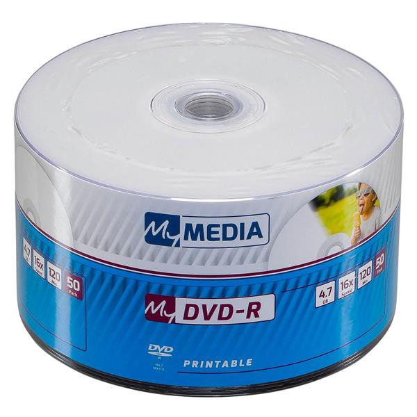 1X50 MYMEDIA DVD-R 4,7GB 16X SPEED PRINTABLE WRAP