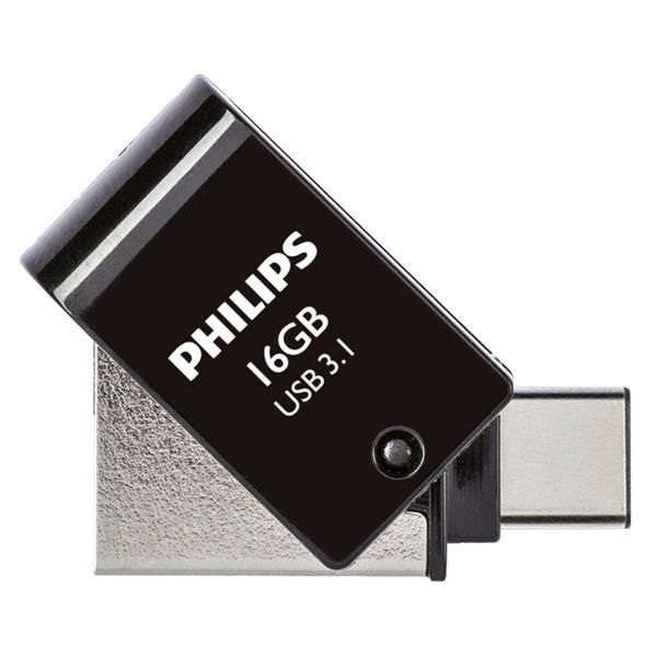 PHILIPS 2 IN 1 BLACK        16GB OTG USB C + USB 3.1