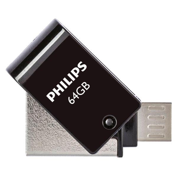 PHILIPS 2 IN 1 BLACK        64GB OTG MICROUSB + USB 2.0