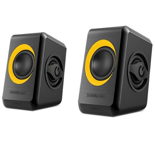 SONIC GEARS USB POWERED QUAD BASS SPEAKERS 2,0 BLACK SUNNY ORANGE