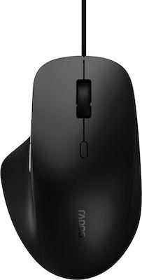 RAPOO N500 BLACK ERGONOMIC WIRED OPTICAL MOUSE