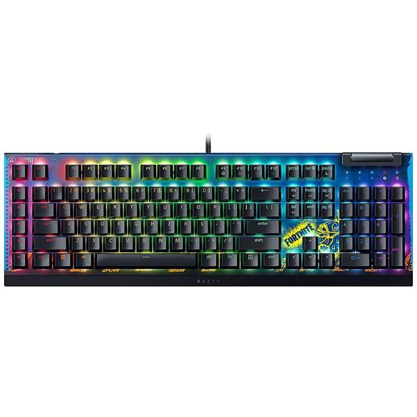 Razer BLACKWIDOW V4 X FORTNITE + SKIN – RGB Gaming Mechanical Keyboard – Macro Keys – Yellow Linear