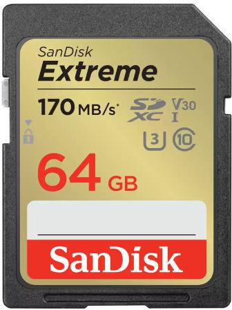 SanDisk Extreme SDXC  64GB UHS-I C10 U3 V30