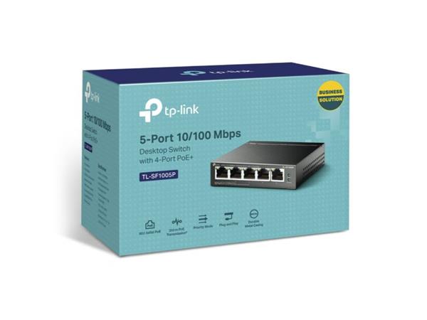 Tp-Link 5-Port 10-100Mbps Desktop Switch With 4-Port Poe Plus Tl-Sf1005P Tl-Sf1005P