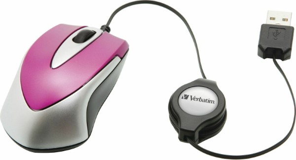 VERBATIM GO MINI OPTICAL TRAVEL MOUSE HOT PINK