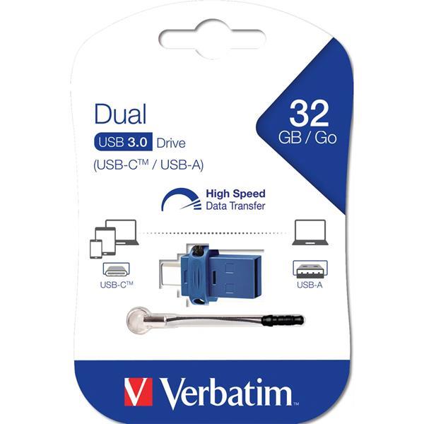 VERBATIM STORE N GO         32GB DUAL DRIVE USB 3.0 / USB C